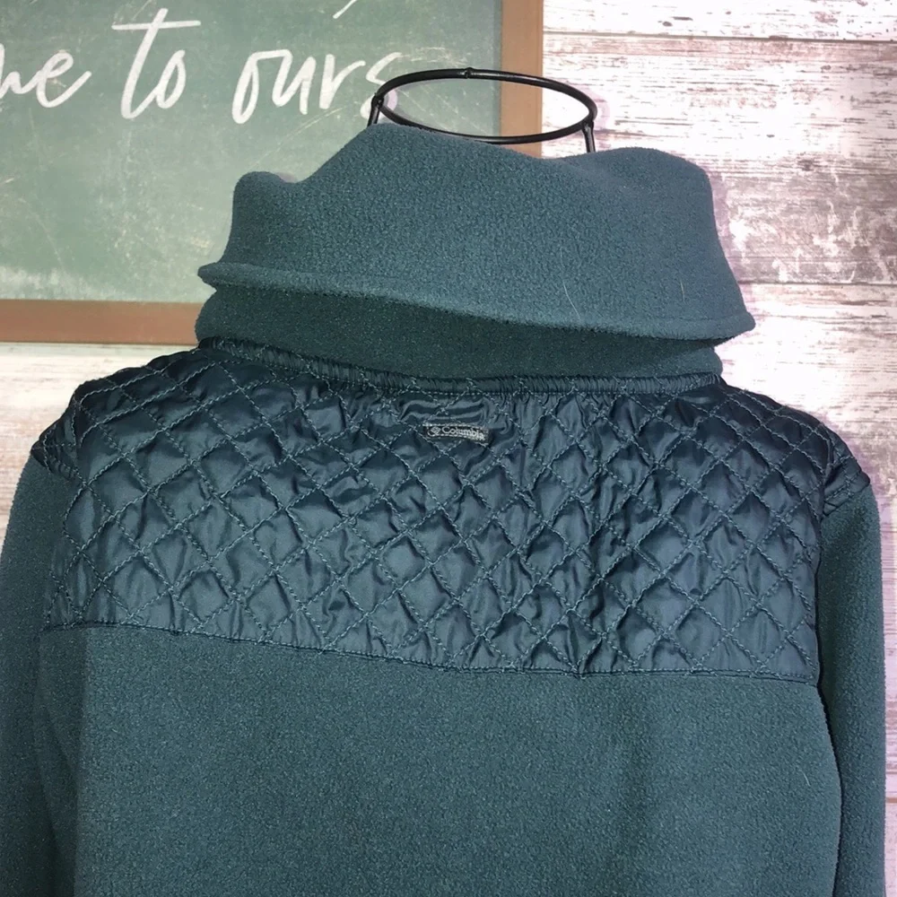 Columbia blue cowl neck sweatshirt size medium fleece quilted pattern fleece - Picture 7 of 7